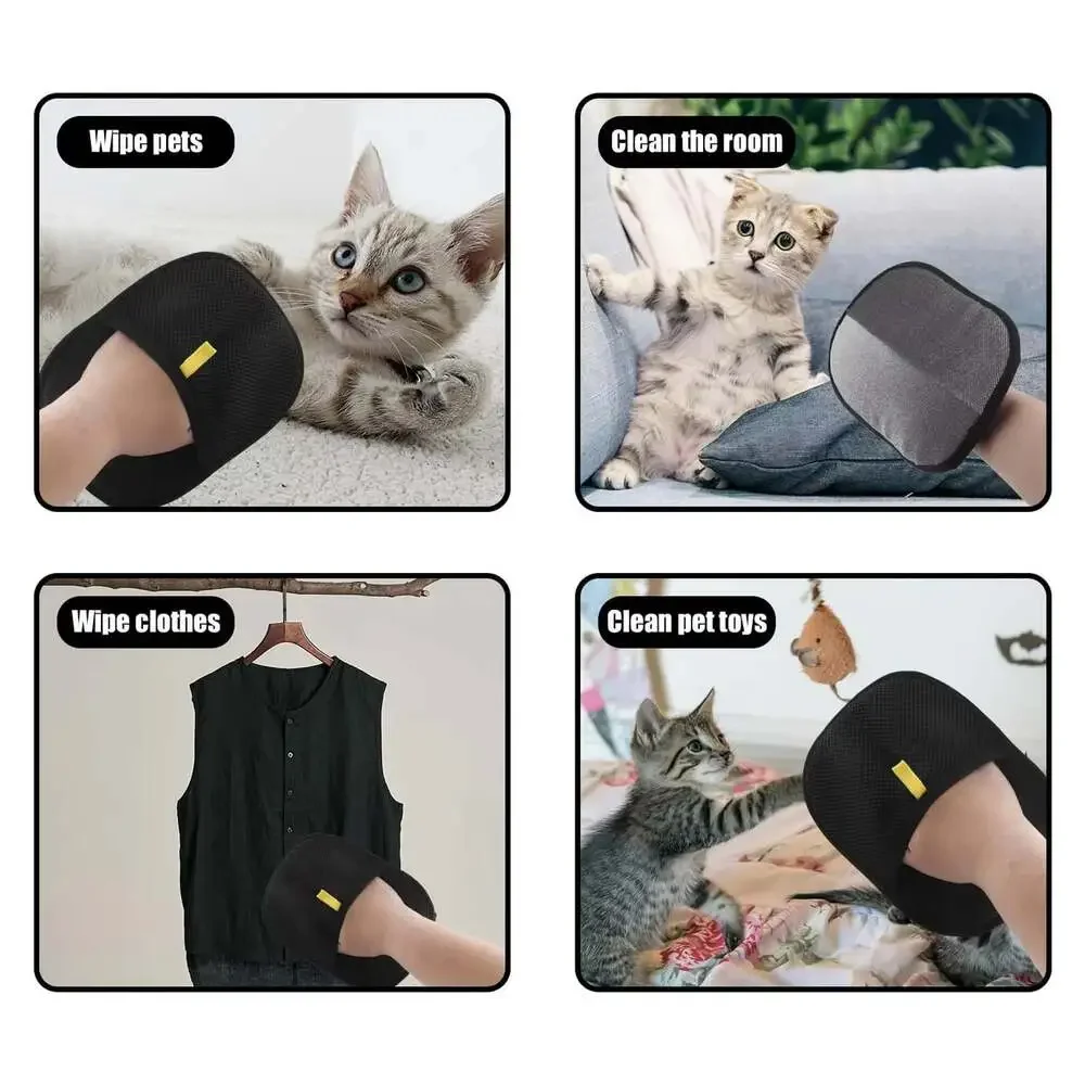 Pet Hair Removal Tool Reusable Static Removal Gloves, Double-Sided Grooming Glov